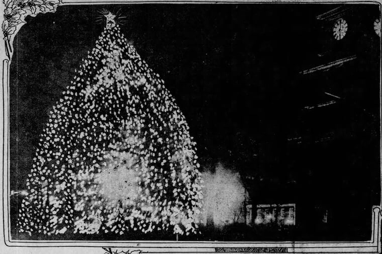 On Christmas Eve,  Dec. 24, 1913, Philadelphia unveiled its first public Christmas tree, and held its first tree lighting ceremony.