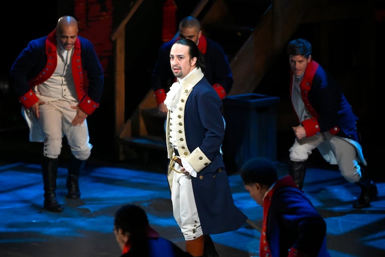 In this June 12, 2016, file photo, Lin-Manuel Miranda and the cast of "Hamilton" perform at the Tony Awards in New York.