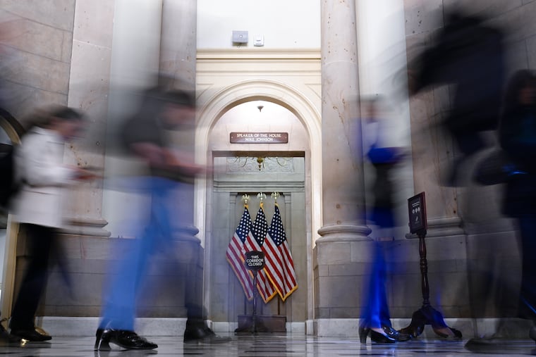 The U.S. Capitol office of House Speaker Mike Johnson (R., La.) on Thursday when his chamber passed the "Big Beautiful Bill." 