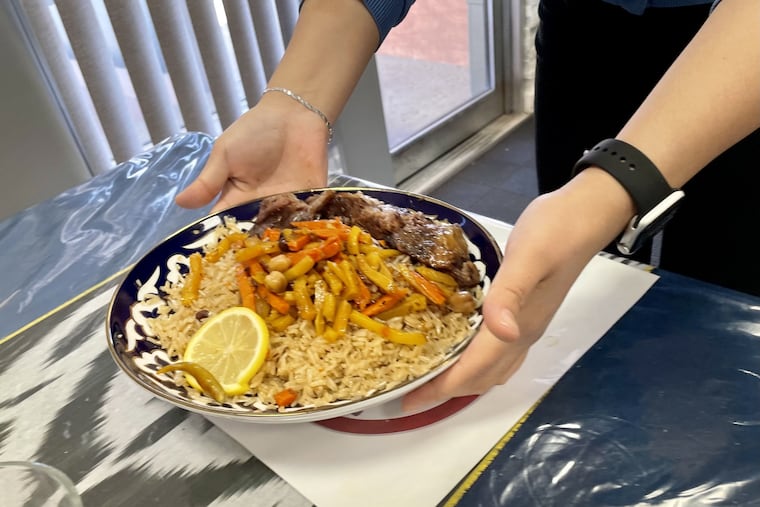 A single portion of plov, the signature Uzbek rice dish at Plov House on Bustleton Avenue, can be supersized to feed a large party at the 24-hour restaurant in Northeast Philadelphia.