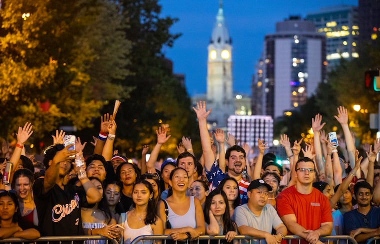 Fans react to the music as the Wawa Welcome America Festival concluded July 4, 2023 with a free concert featuring Ludacris on the Benjamin Franklin Parkway. There is added security for this year's concert following a shooting incident last year.