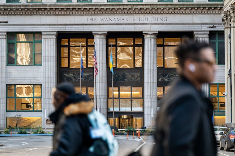 The Wanamaker Building on the east side of City Hall. TF Cornerstone won complete control of the building at a foreclosure auction Tuesday.
