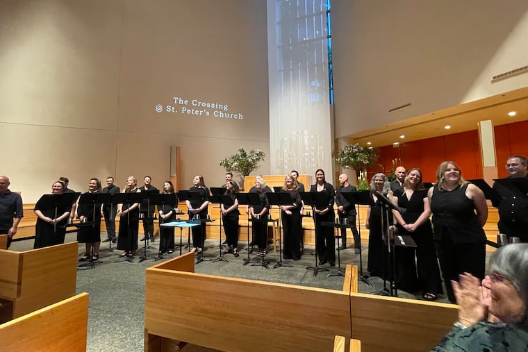 The Crossing choir performs at New York City's St. Peter's Church on Friday.