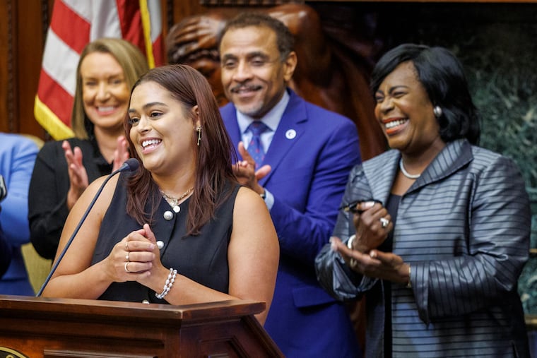 Jazmine Rodriguez, parent of a fourth grader at Vare-Washington Elementary in South Philadelphia, said the city's extended-day, extended-year program has been a major help to her family. Mayor Cherelle L. Parker announced an expansion of the year-round school program on Friday.