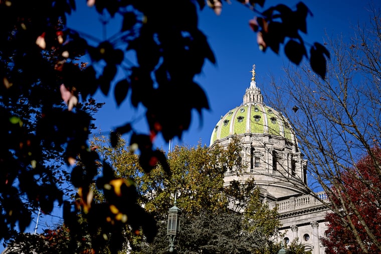 While the state government has said it will hire federal government workers, it’s also facing the reality that thousands of state positions are federally funded, and is slowing the hiring process for those jobs. The 1906 beaux arts state Capitol building in Harrisburg Nov. 12, 2024.