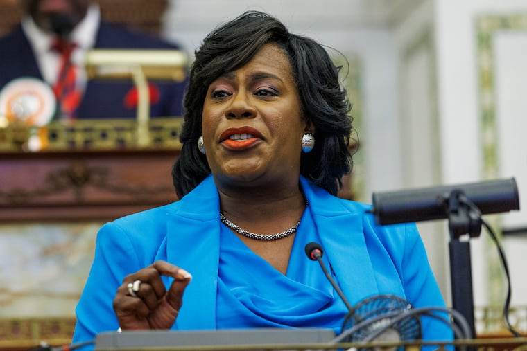 Mayor Cherelle Parker gives her budget address to City Council on Thursday.