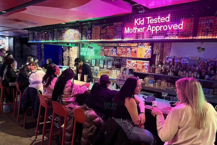 The bar at the Cereal Cocktail Bar inside Foundation, 699 N. Broad St., on Feb. 27, 2025.