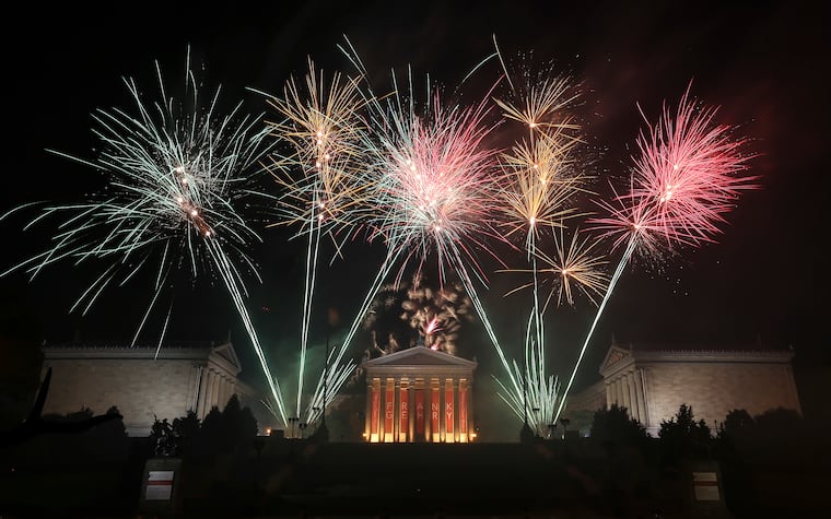 Fireworks over the Art Museum during the Wawa Welcome America Jam on the Parkway, Friday, July 4, 2014.