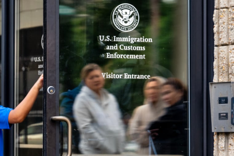 The entrance of the Philadelphia Field Office of the Department of Homeland Security, U.S. Immigration and Customs Enforcement (ICE) at 114 N. 8th Street.