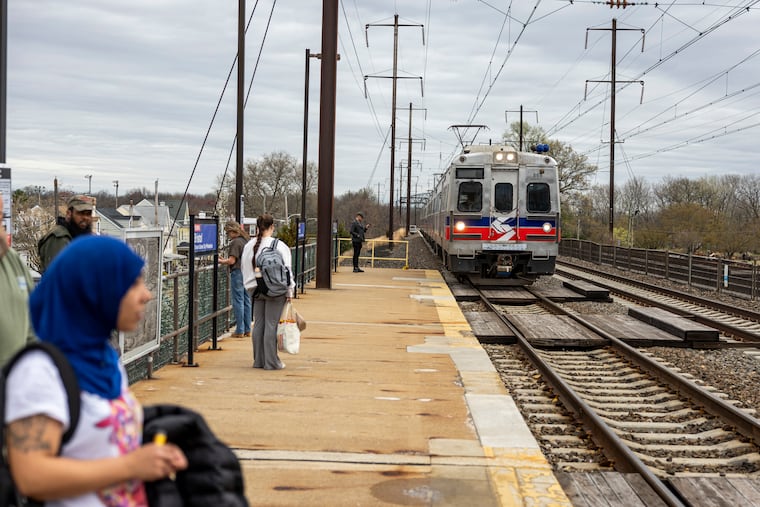 People wait to board a SEPTA train toward Philadelphia in Bristol. Marc J. Dunkelman writes in his new book that it is too difficult now for government to build such things as new rail transit lines, clean energy infrastructure, and affordable homes.