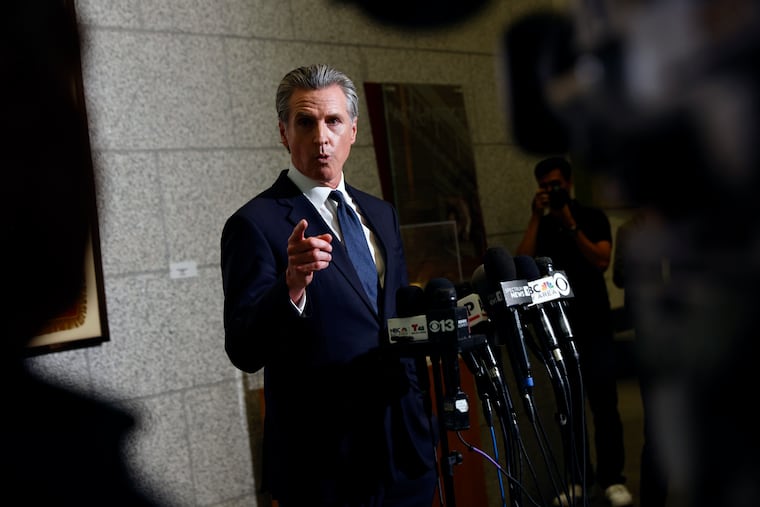 Gov. Gavin Newsom speaks after U.S. District Judge Charles Breyer granted an emergency temporary restraining to stop President Trump's deployment of the California National Guard on June 12.