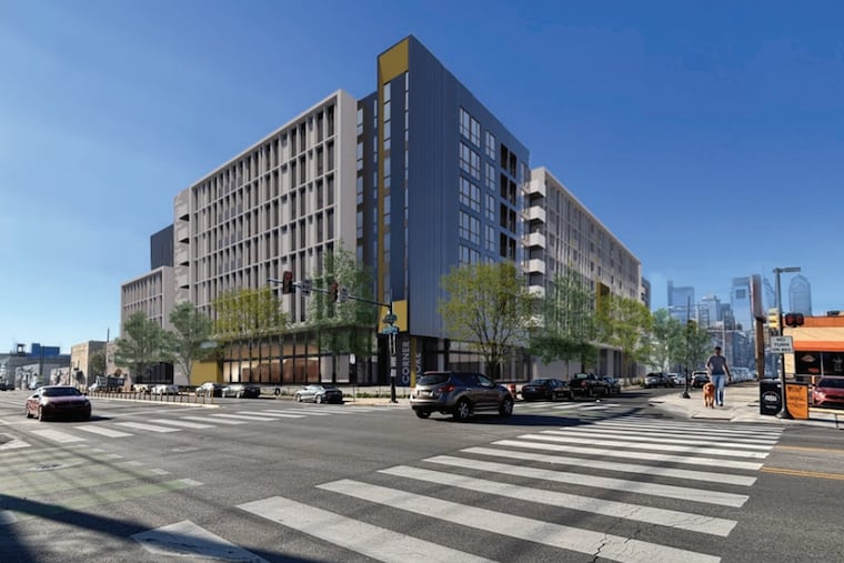 The Washington Avenue-facing side of Feibush's development, where the project's density and bulk will be concentrated.