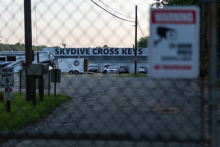 Skydive Cross Keys in Gloucester County on Wednesday, the night of the skydiving plane crash that left eight people hospitalized.