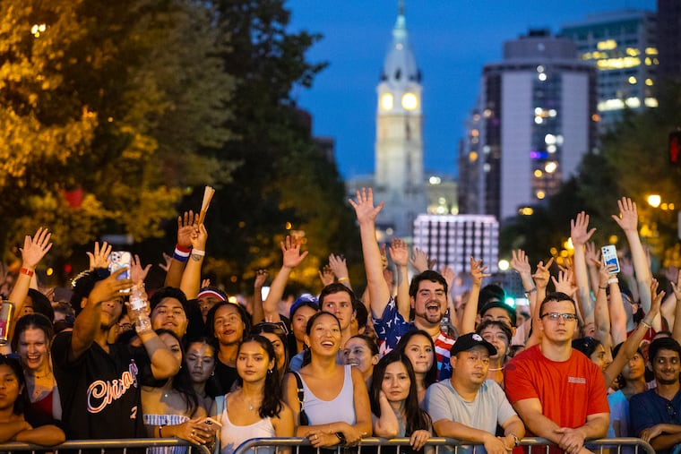 Fans react to the music as the Wawa Welcome America Festival concluded July 4, 2023 with a free concert featuring Ludacris on the Benjamin Franklin Parkway. There is added security for this year's concert following a shooting incident last year.