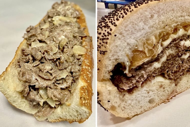 Cheesesteaks from Cheessteaks in Merchantville, left, and the Garnet Grill in Haddon Heights.